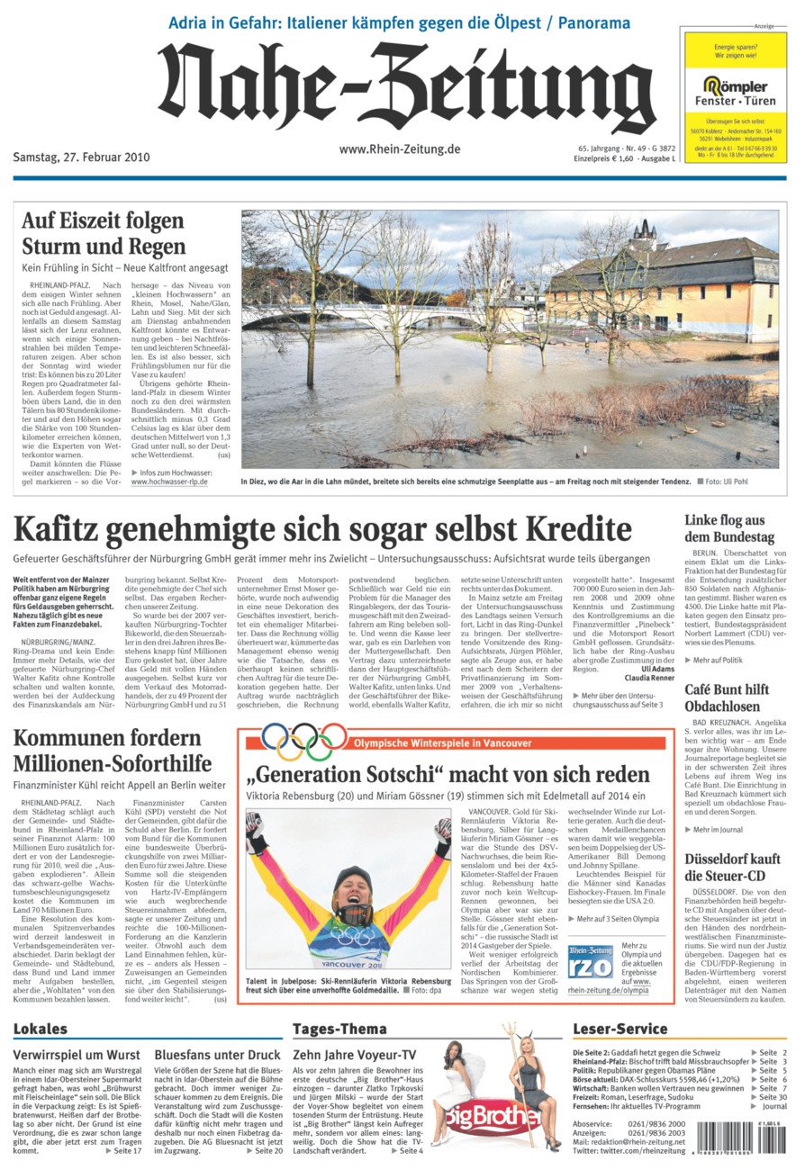 Nahe-Zeitung vom Samstag, 27.02.2010