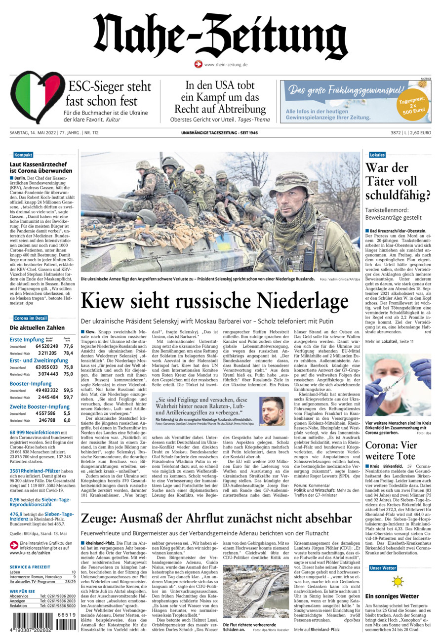 Nahe-Zeitung vom Samstag, 14.05.2022