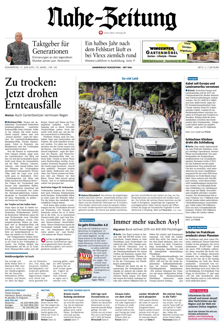 Nahe-Zeitung vom Donnerstag, 11.06.2015