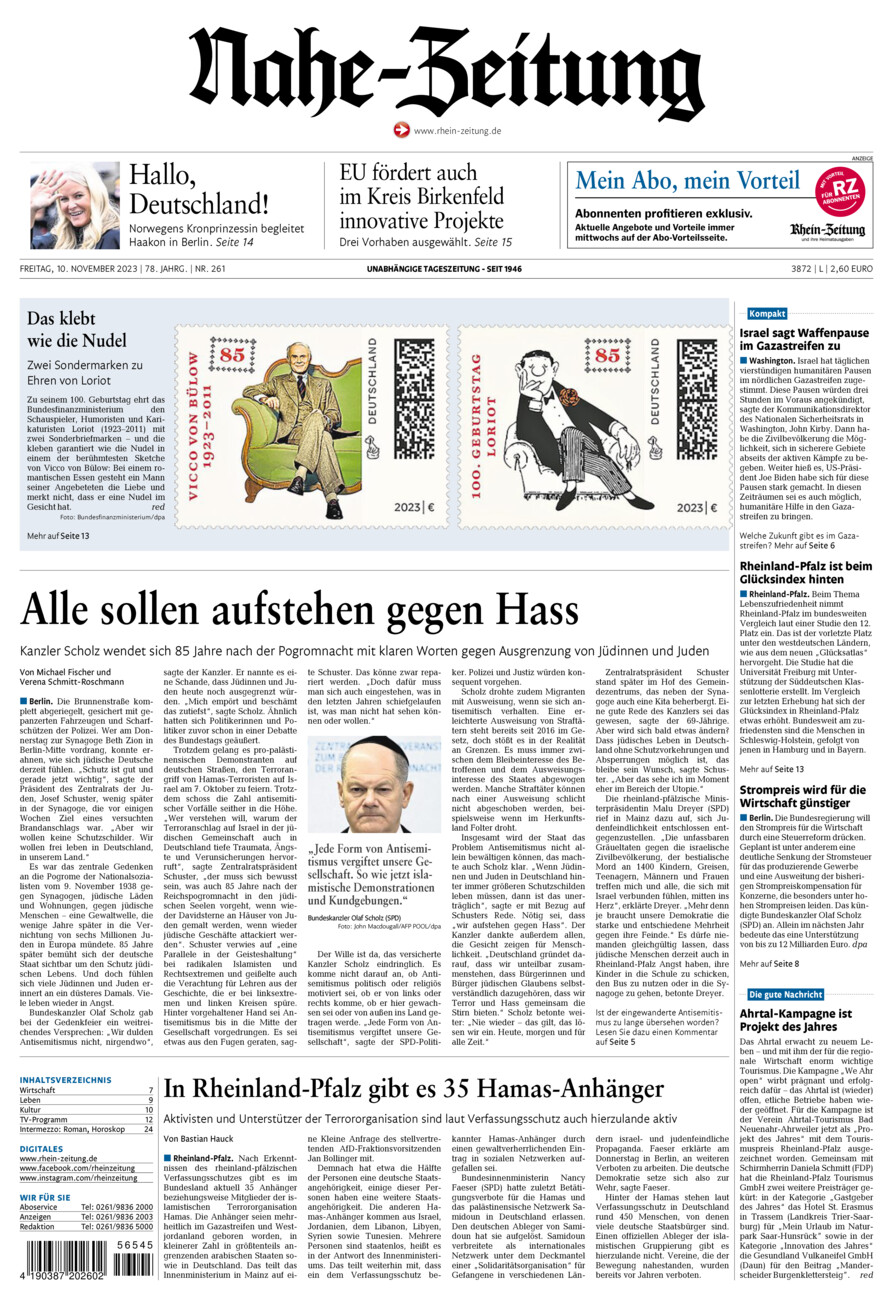 Nahe-Zeitung vom Freitag, 10.11.2023