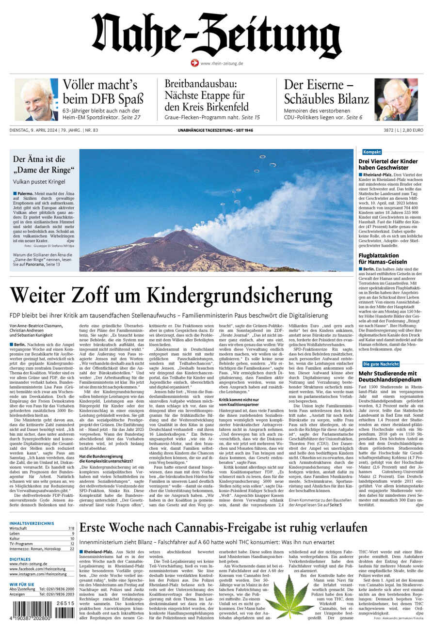 Nahe-Zeitung vom Dienstag, 09.04.2024