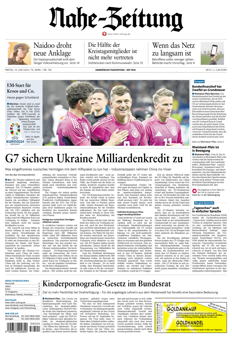 Nahe-Zeitung vom Freitag, 14.06.2024