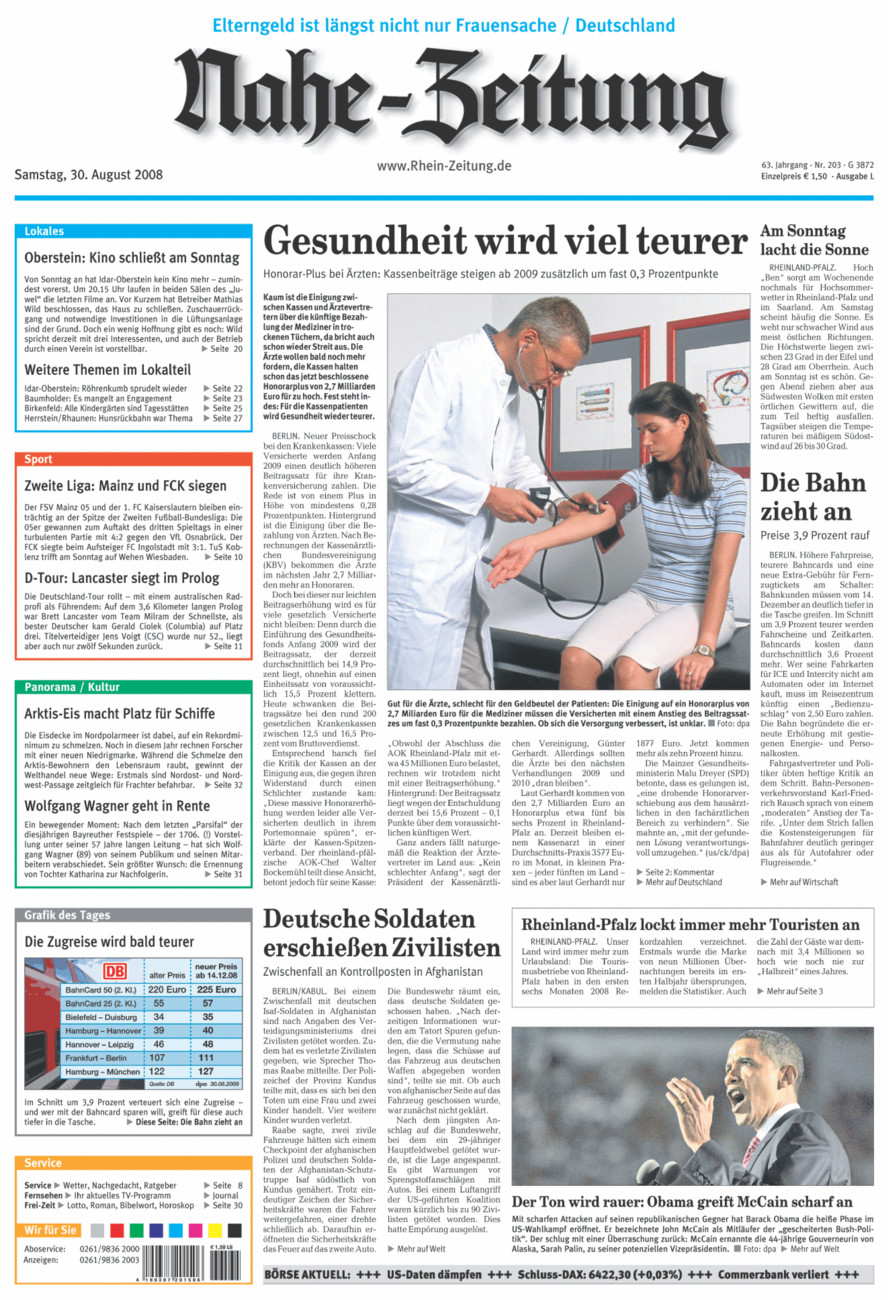 Nahe-Zeitung vom Samstag, 30.08.2008