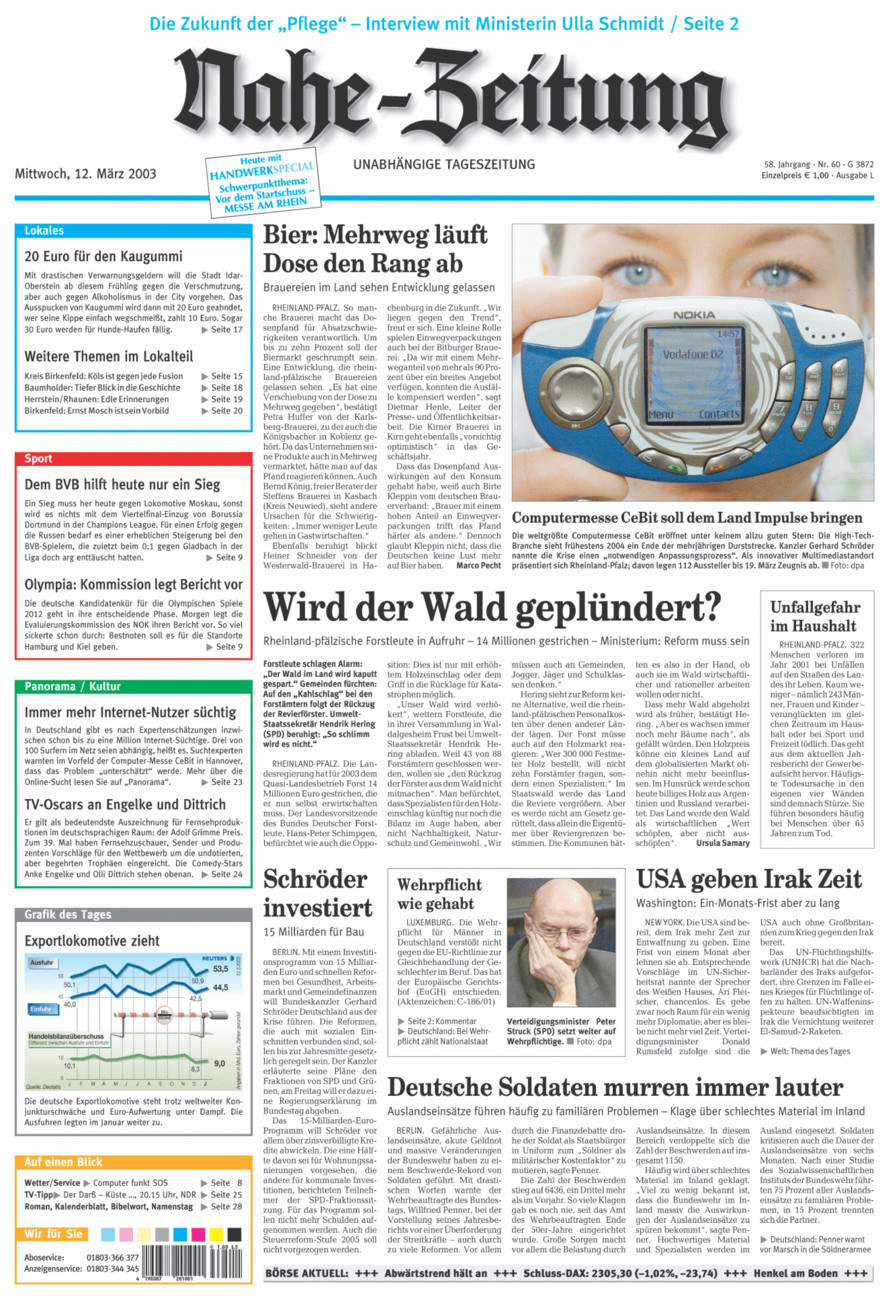 Nahe-Zeitung vom Mittwoch, 12.03.2003