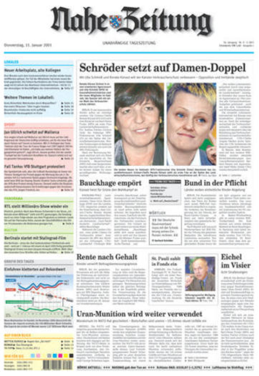 Nahe-Zeitung vom Donnerstag, 11.01.2001