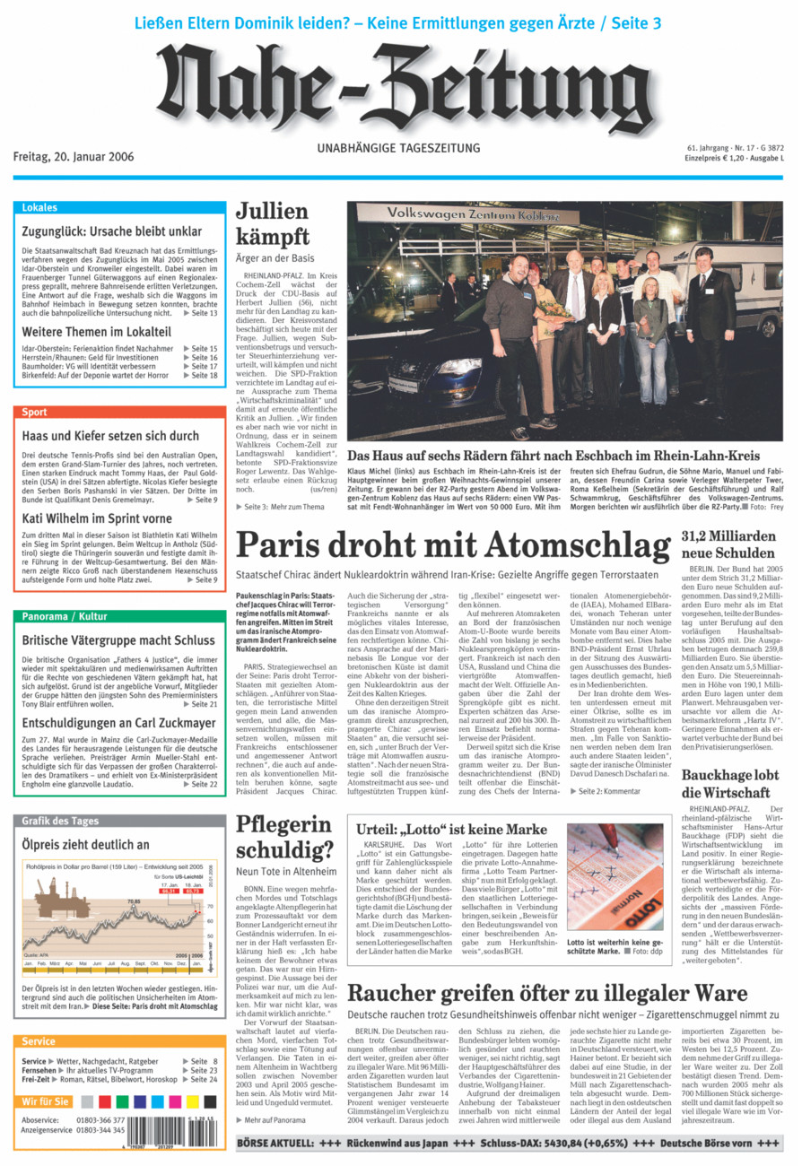 Nahe-Zeitung vom Freitag, 20.01.2006