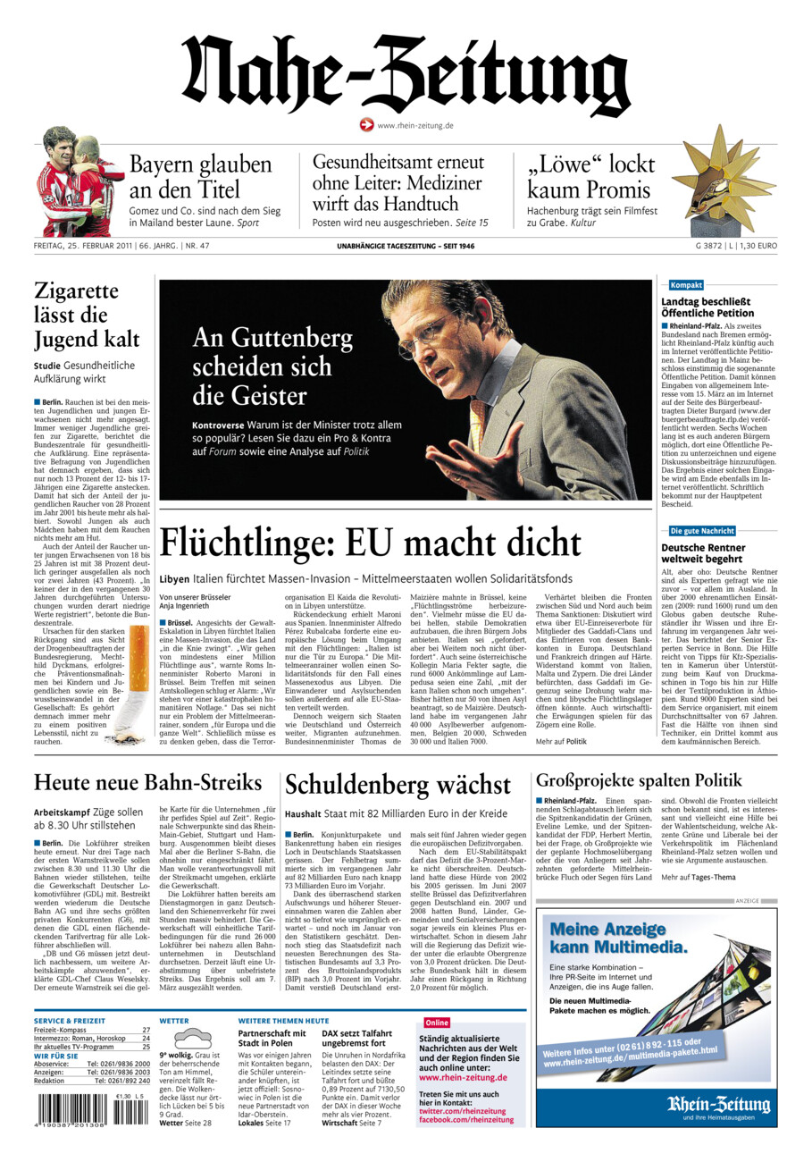 Nahe-Zeitung vom Freitag, 25.02.2011