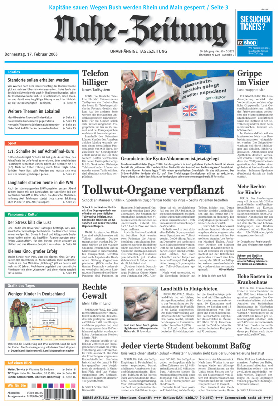 Nahe-Zeitung vom Donnerstag, 17.02.2005