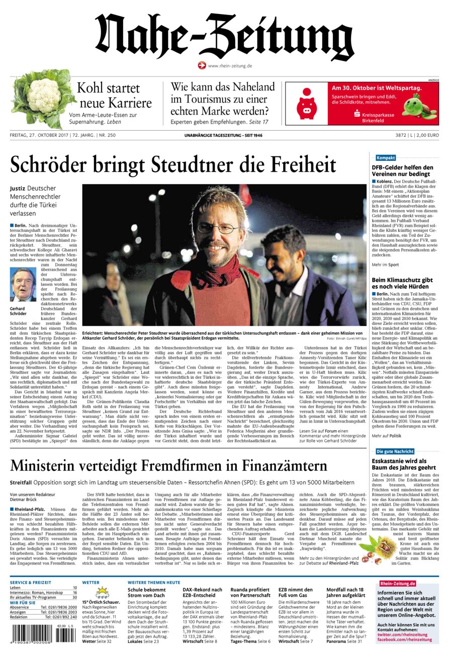 Nahe-Zeitung vom Freitag, 27.10.2017
