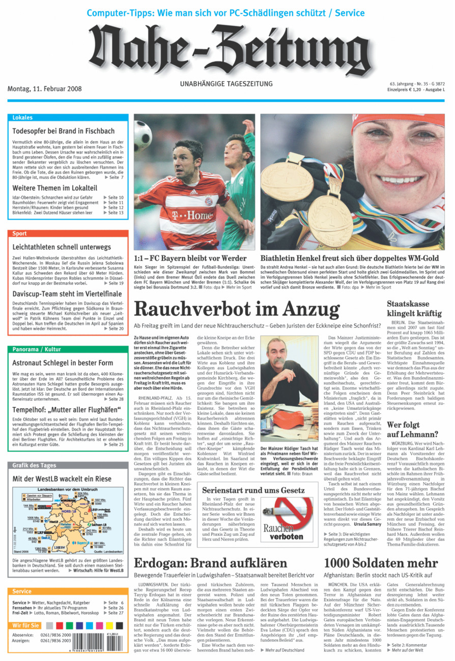 Nahe-Zeitung vom Montag, 11.02.2008