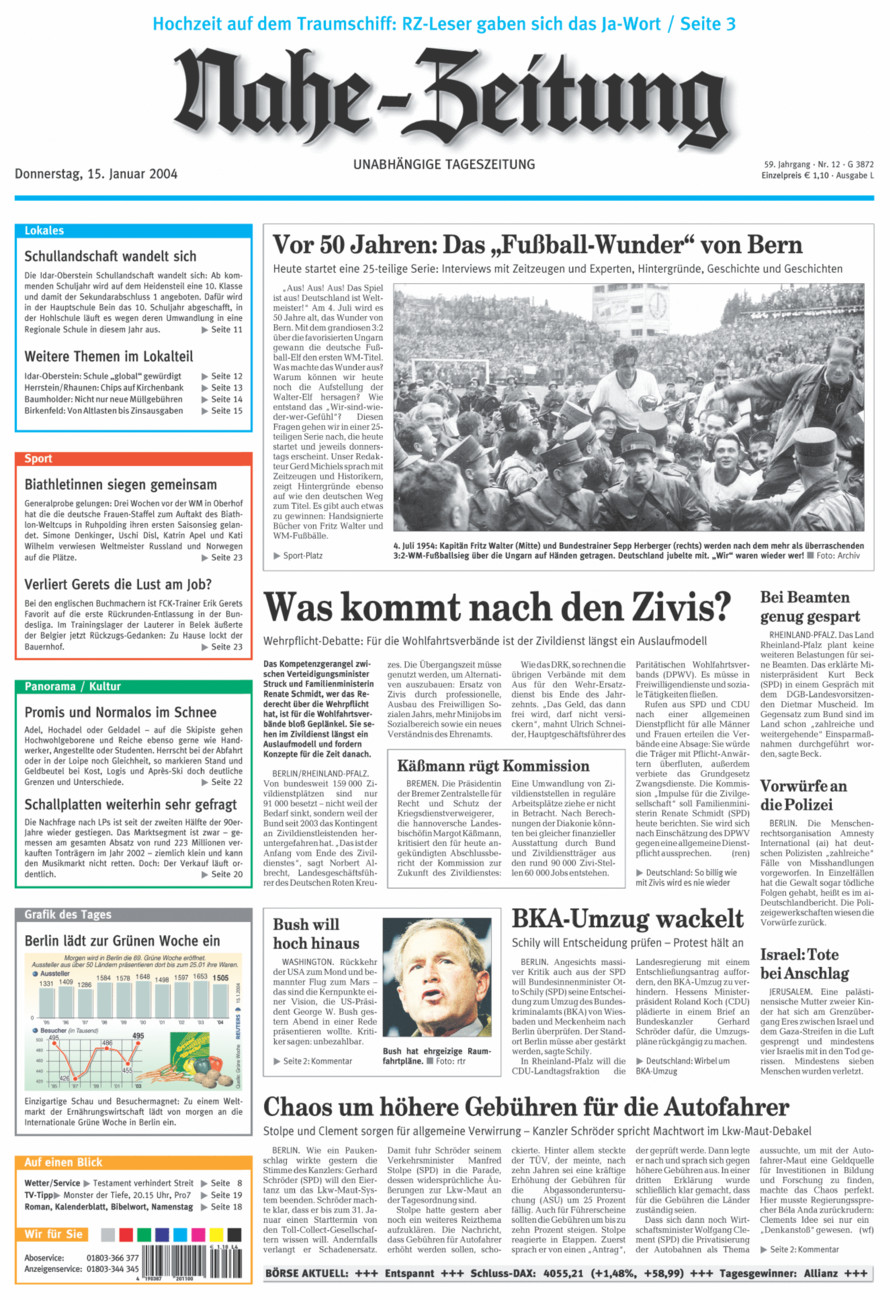 Nahe-Zeitung vom Donnerstag, 15.01.2004