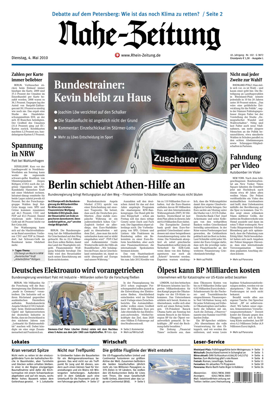 Nahe-Zeitung vom Dienstag, 04.05.2010