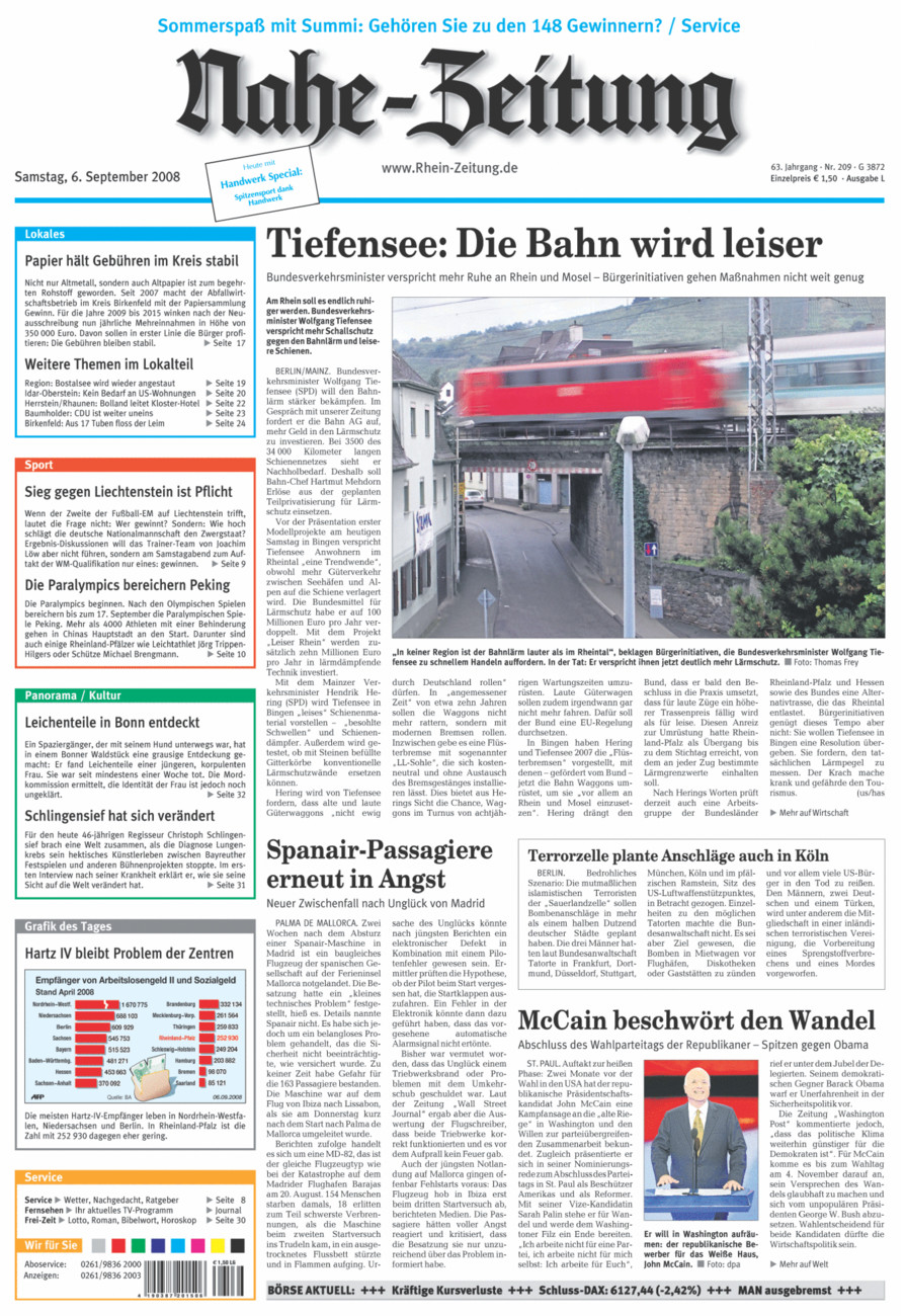Nahe-Zeitung vom Samstag, 06.09.2008