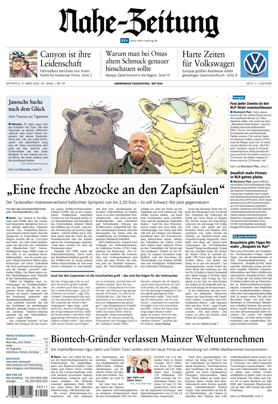 Nahe-Zeitung vom Mittwoch, 11.03.2026