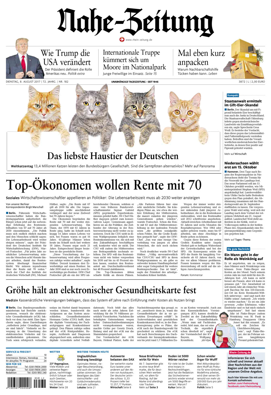 Nahe-Zeitung vom Dienstag, 08.08.2017