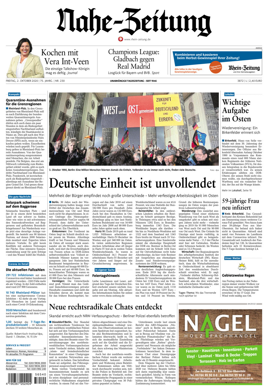 Nahe-Zeitung vom Freitag, 02.10.2020