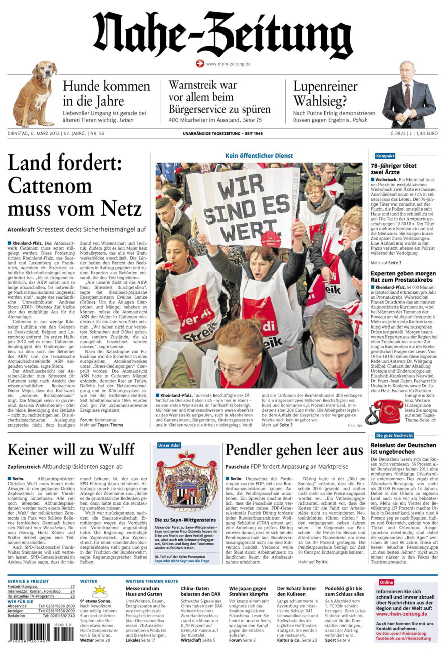 Nahe-Zeitung vom Dienstag, 06.03.2012