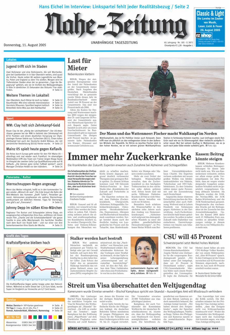 Nahe-Zeitung vom Donnerstag, 11.08.2005