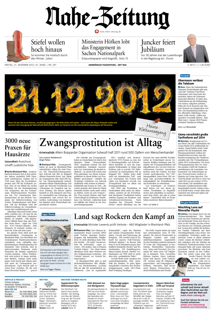 Nahe-Zeitung vom Freitag, 21.12.2012