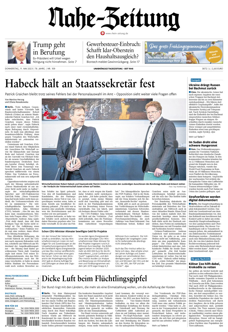 Nahe-Zeitung vom Donnerstag, 11.05.2023