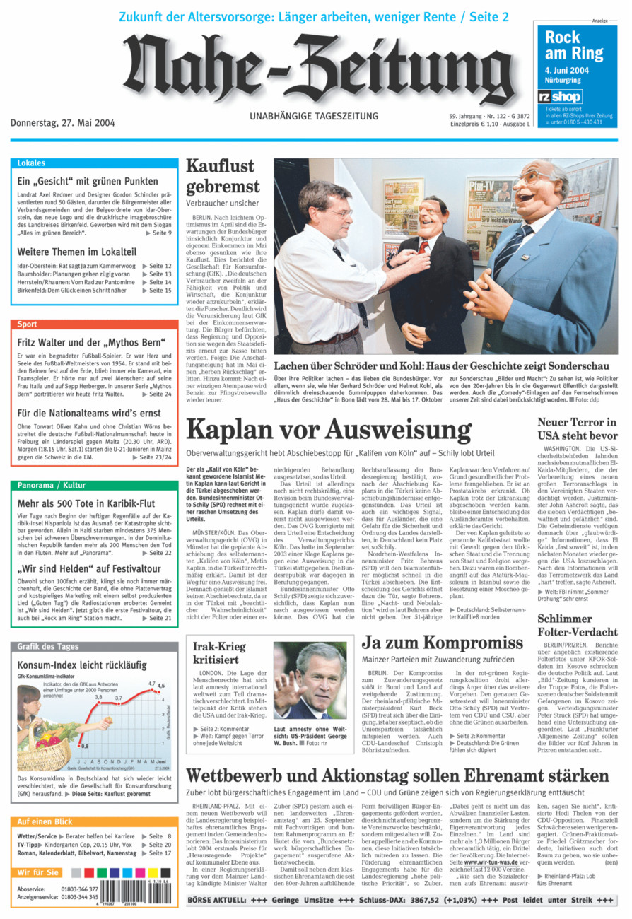 Nahe-Zeitung vom Donnerstag, 27.05.2004