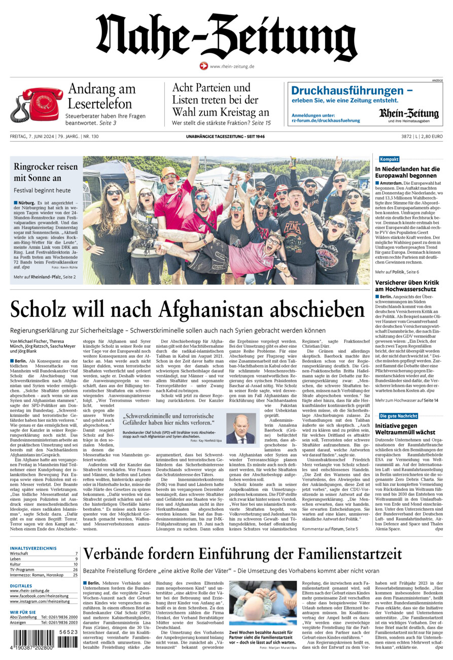 Nahe-Zeitung vom Freitag, 07.06.2024