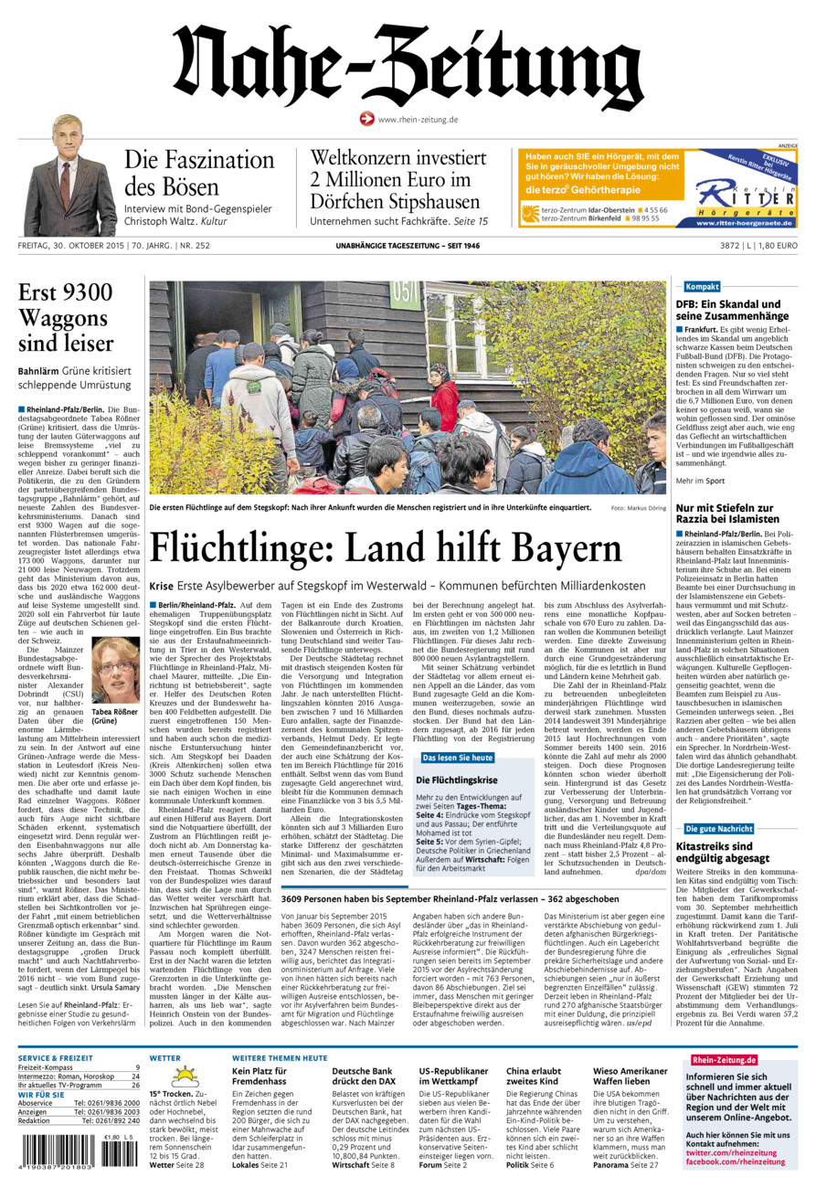 Nahe-Zeitung vom Freitag, 30.10.2015