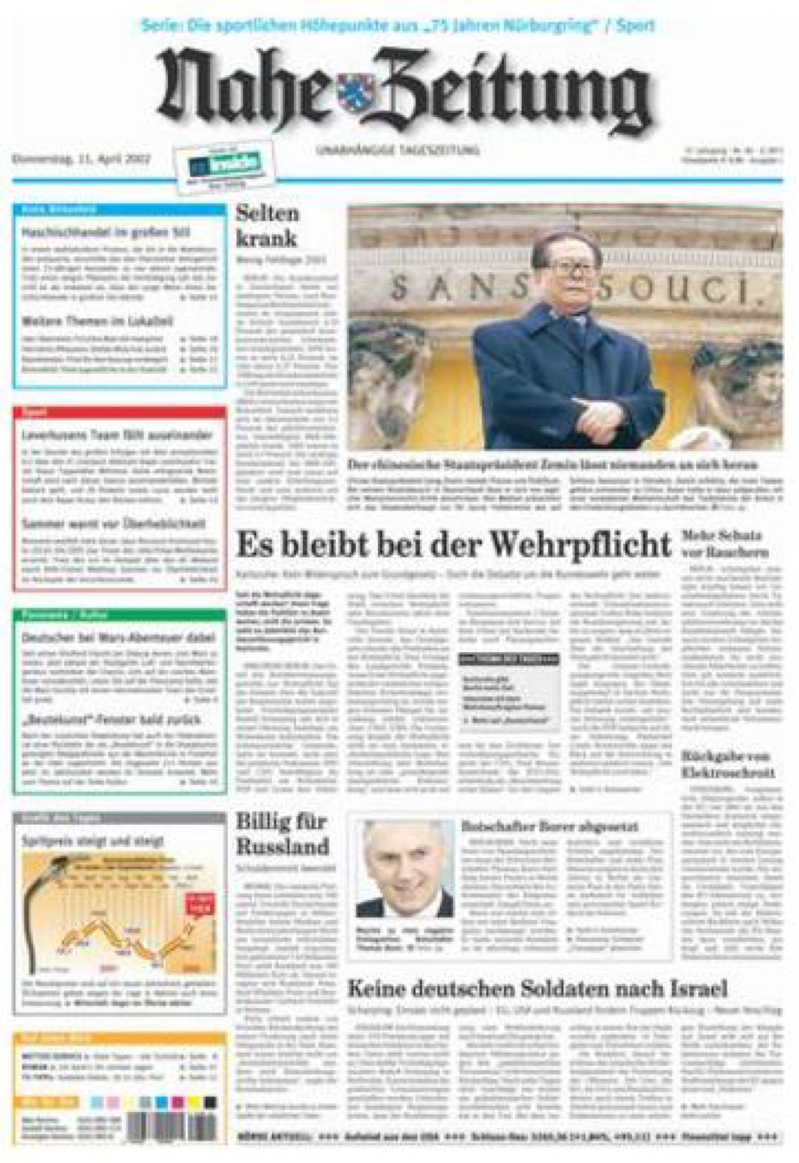 Nahe-Zeitung vom Donnerstag, 11.04.2002
