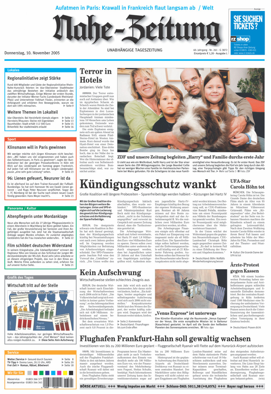 Nahe-Zeitung vom Donnerstag, 10.11.2005
