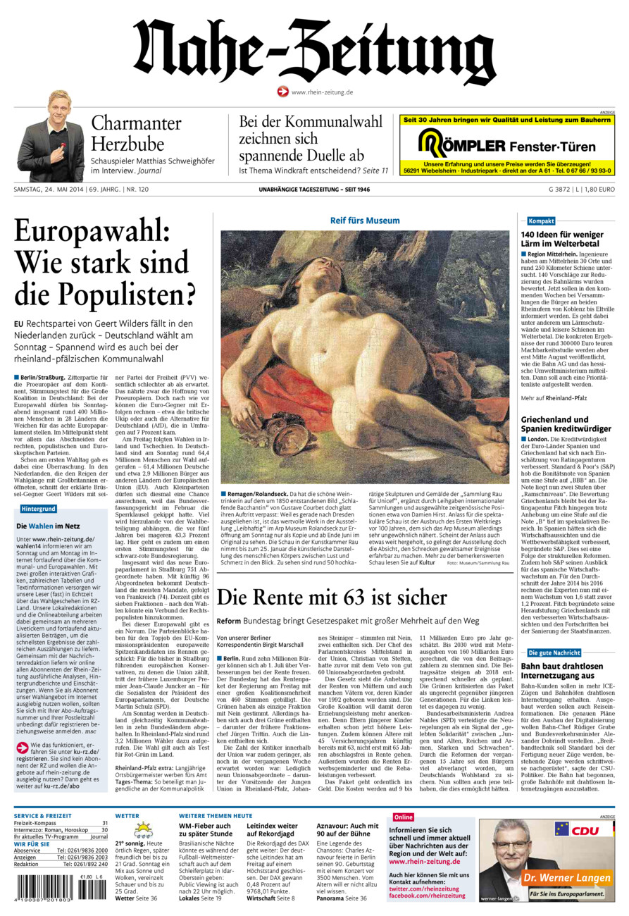 Nahe-Zeitung vom Samstag, 24.05.2014