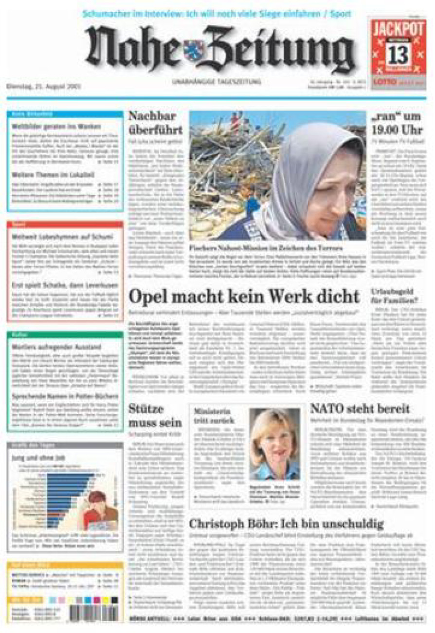 Nahe-Zeitung vom Dienstag, 21.08.2001