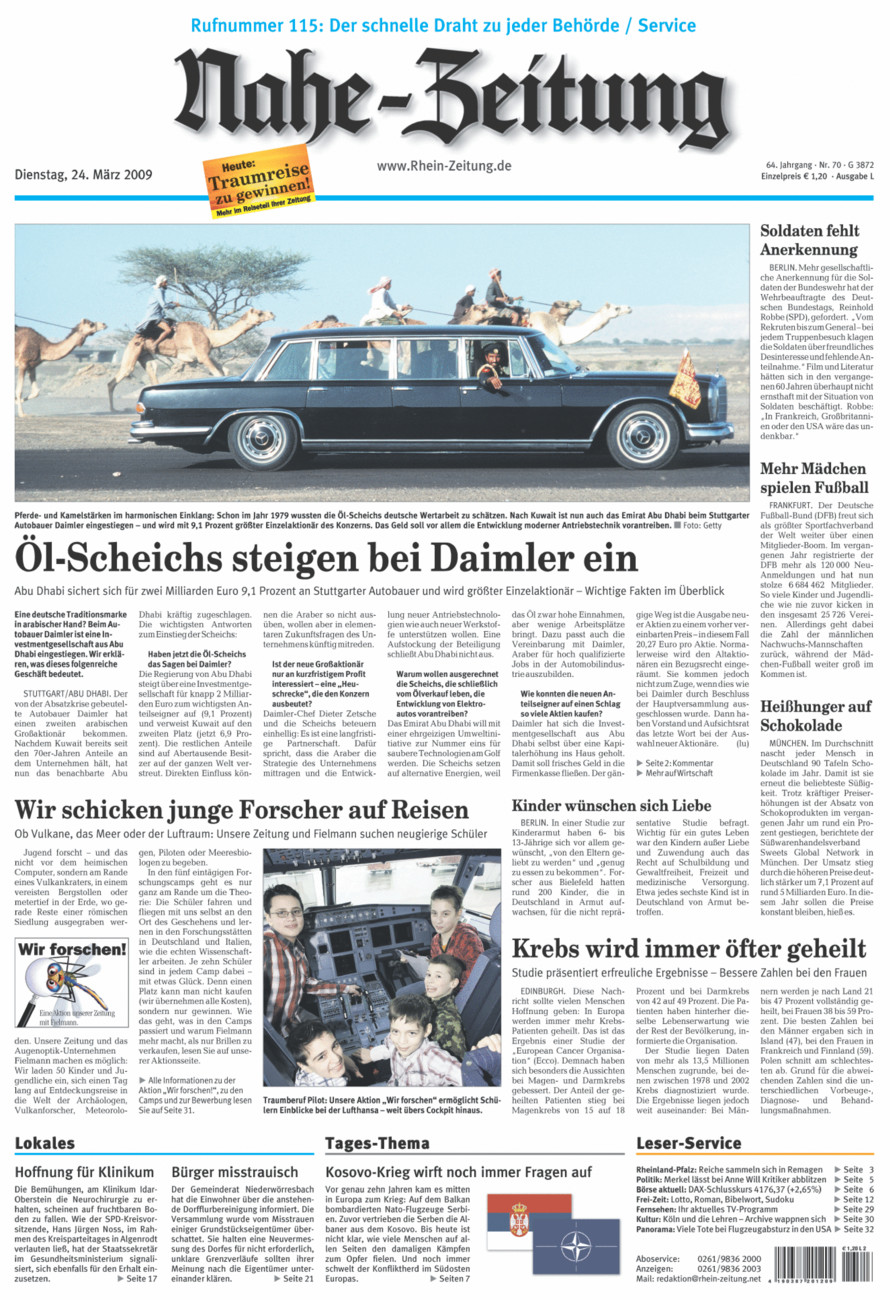 Nahe-Zeitung vom Dienstag, 24.03.2009
