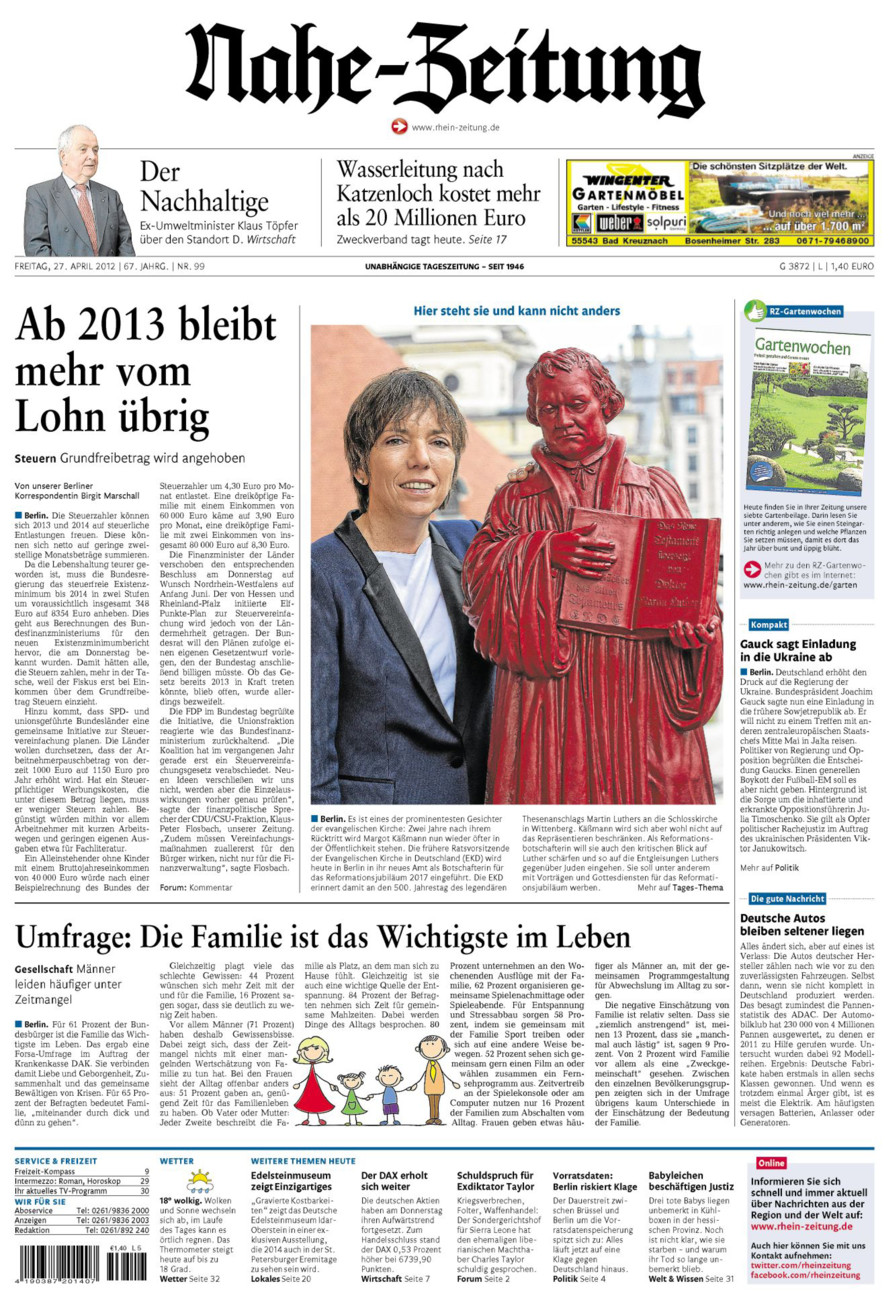 Nahe-Zeitung vom Freitag, 27.04.2012