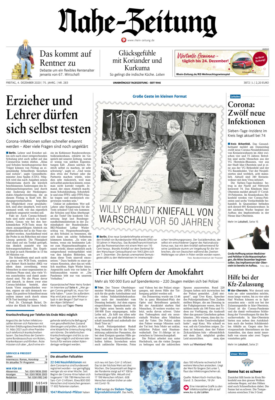 Nahe-Zeitung vom Freitag, 04.12.2020