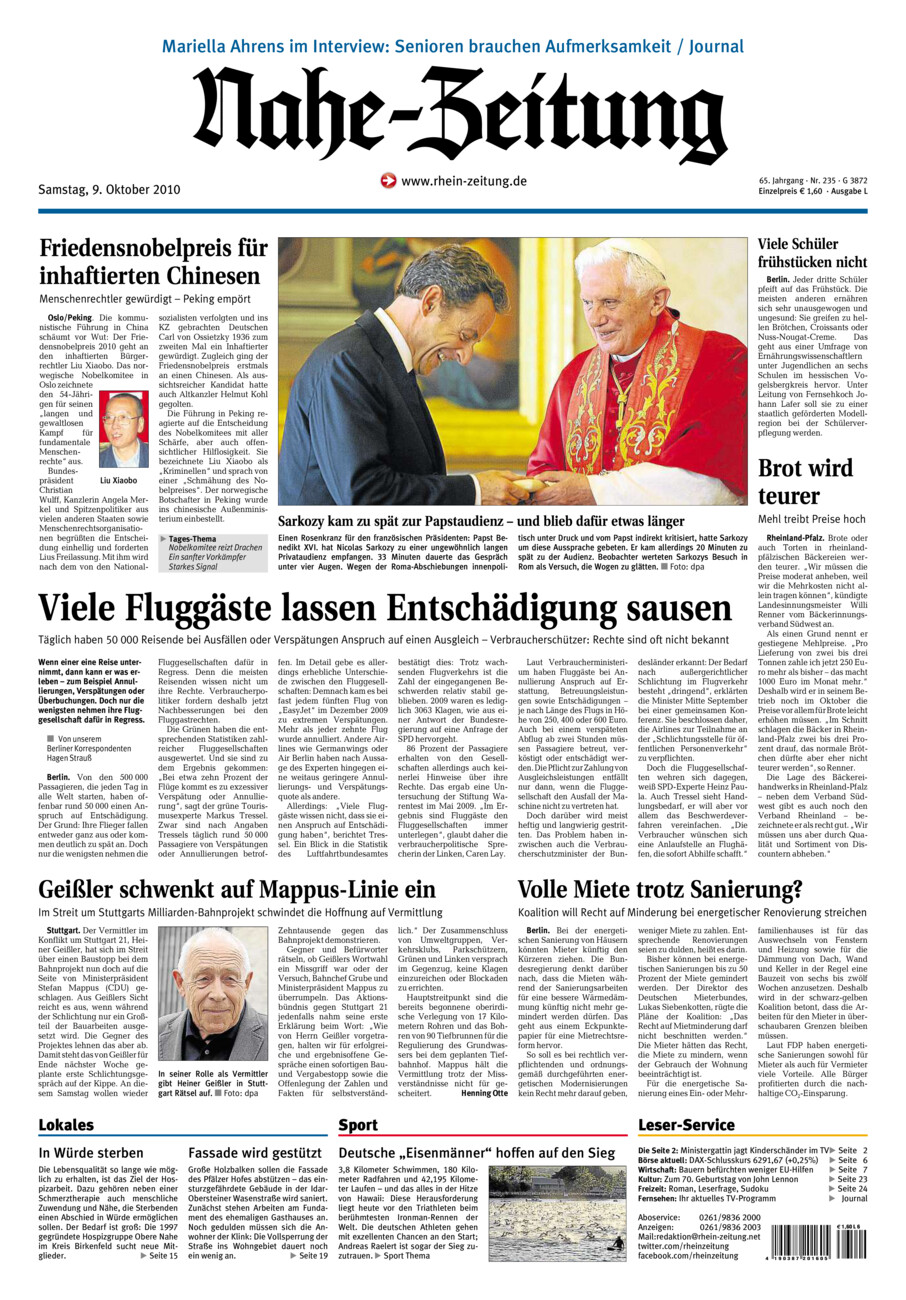 Nahe-Zeitung vom Samstag, 09.10.2010