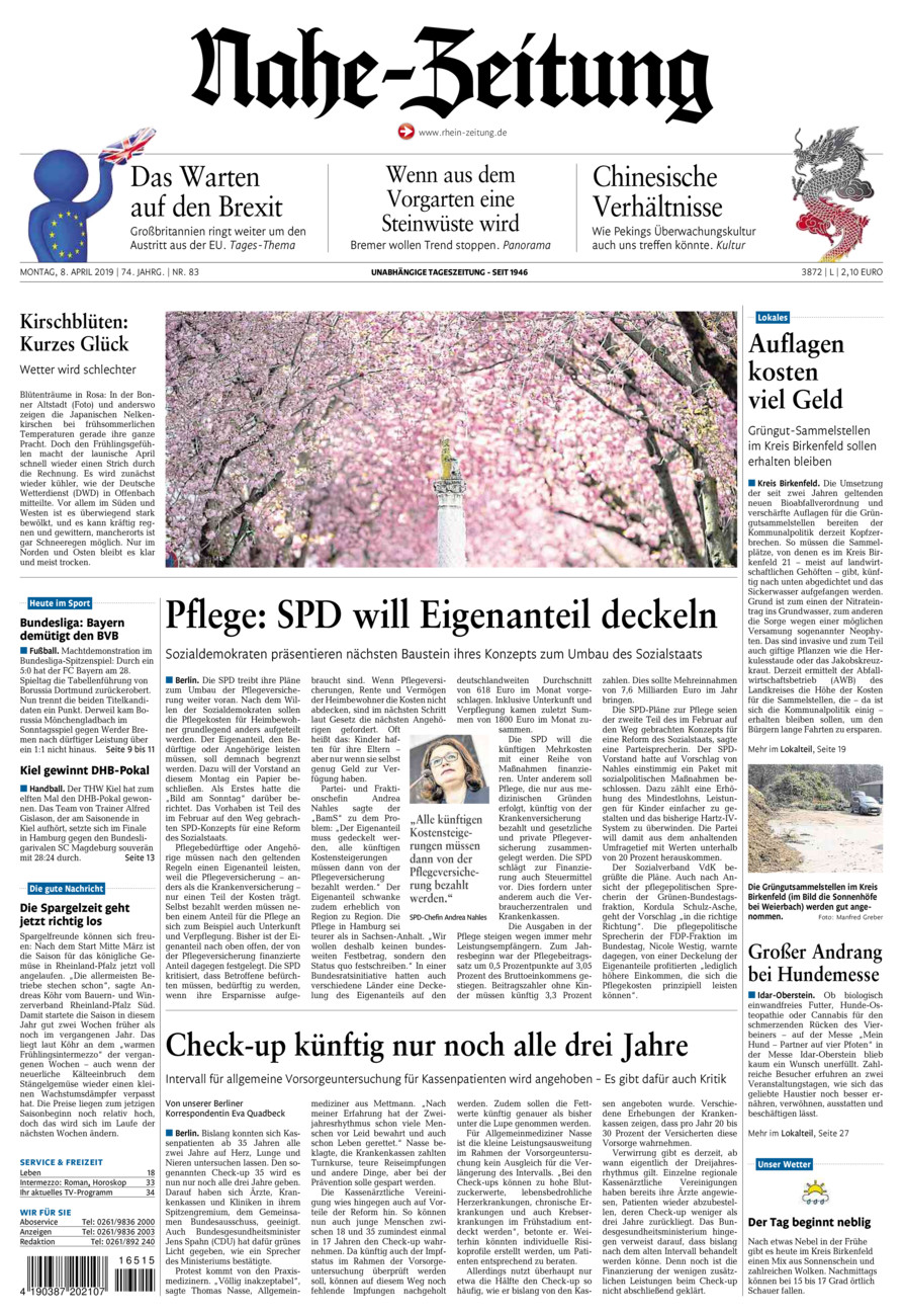 Nahe-Zeitung vom Montag, 08.04.2019