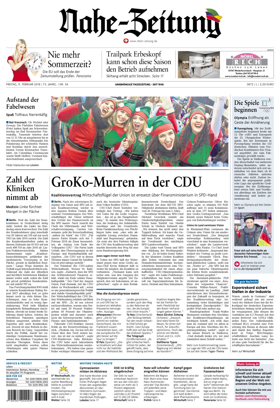 Nahe-Zeitung vom Freitag, 09.02.2018