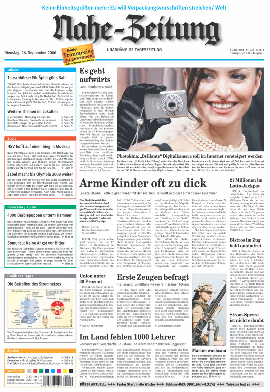 Nahe-Zeitung vom Dienstag, 26.09.2006