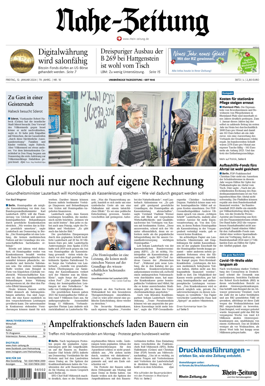 Nahe-Zeitung vom Freitag, 12.01.2024