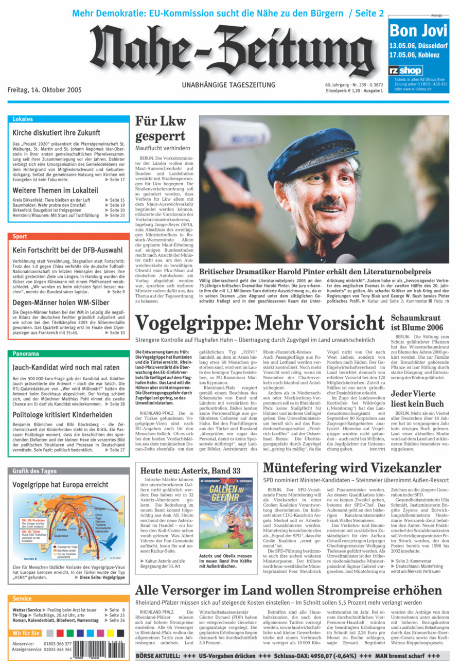 Nahe-Zeitung vom Freitag, 14.10.2005