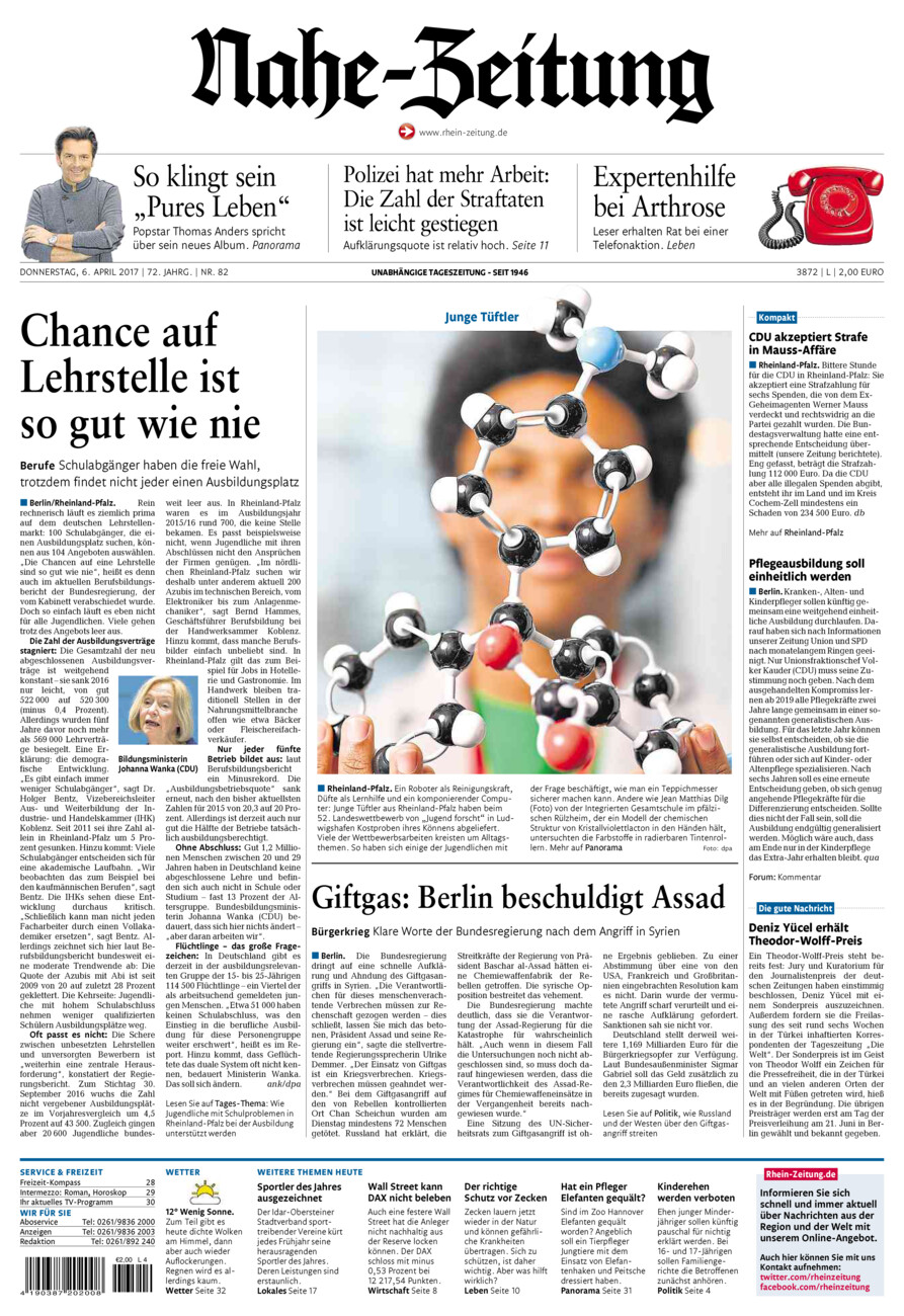 Nahe-Zeitung vom Donnerstag, 06.04.2017