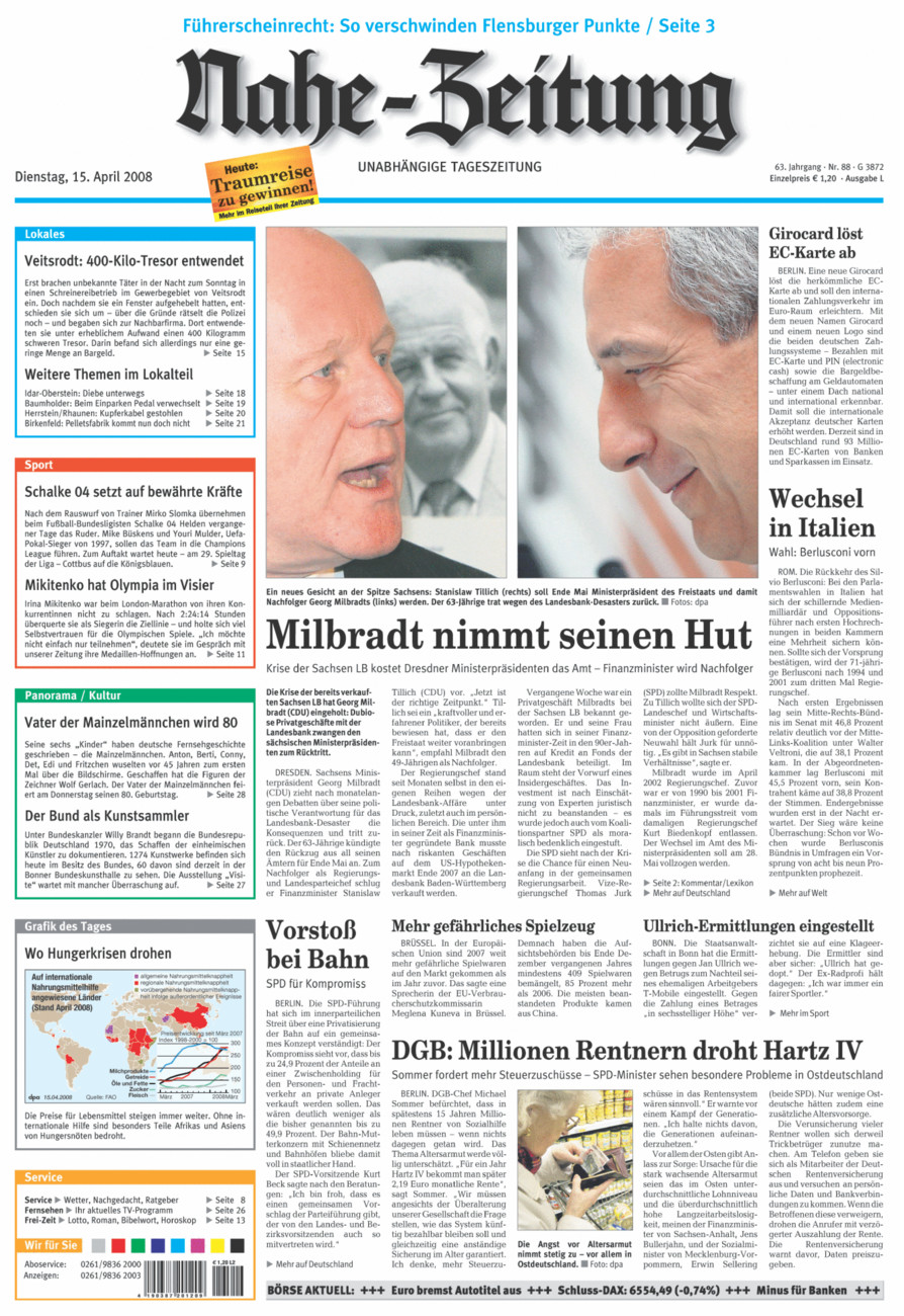 Nahe-Zeitung vom Dienstag, 15.04.2008