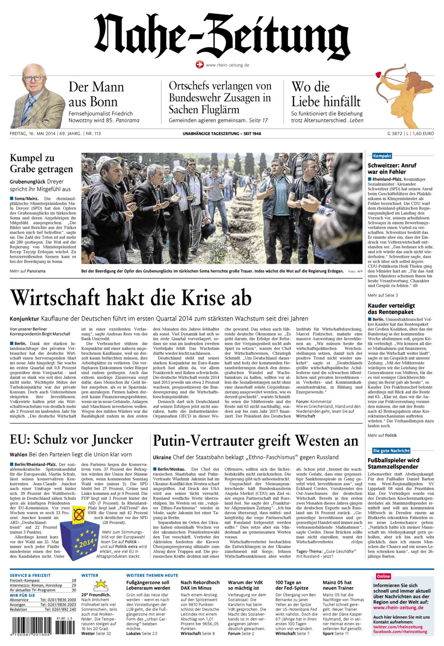 Nahe-Zeitung vom Freitag, 16.05.2014