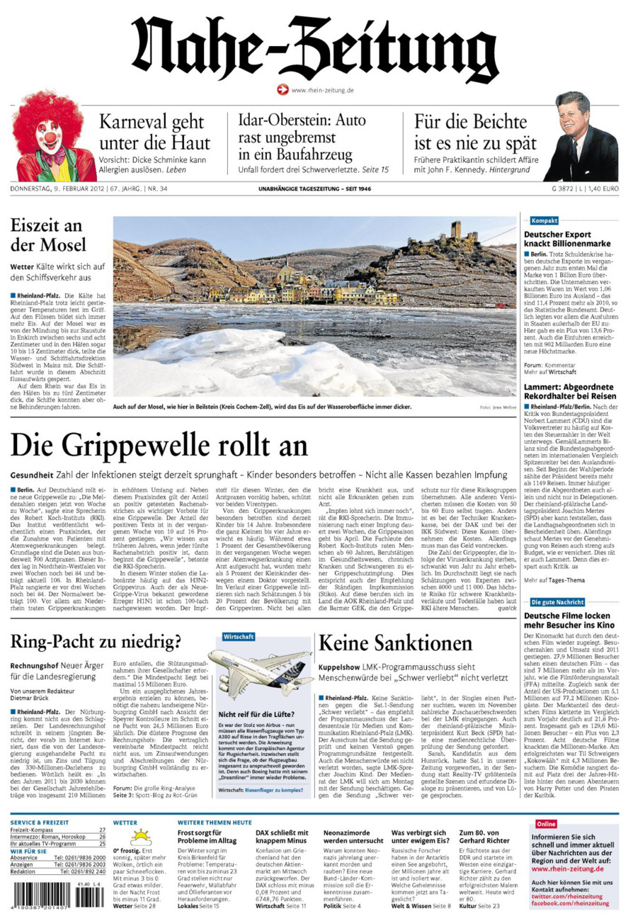 Nahe-Zeitung vom Donnerstag, 09.02.2012
