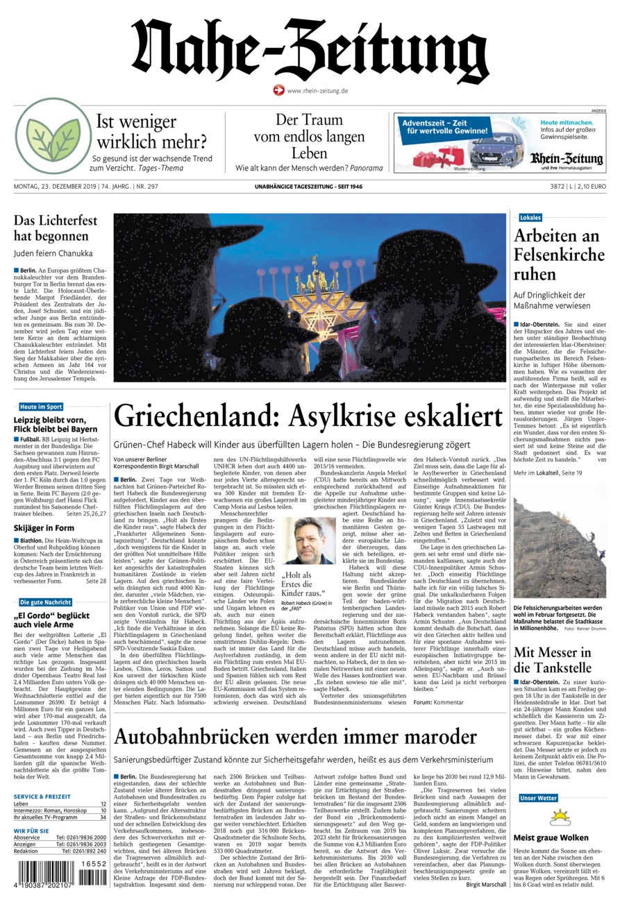 Nahe-Zeitung vom Montag, 23.12.2019