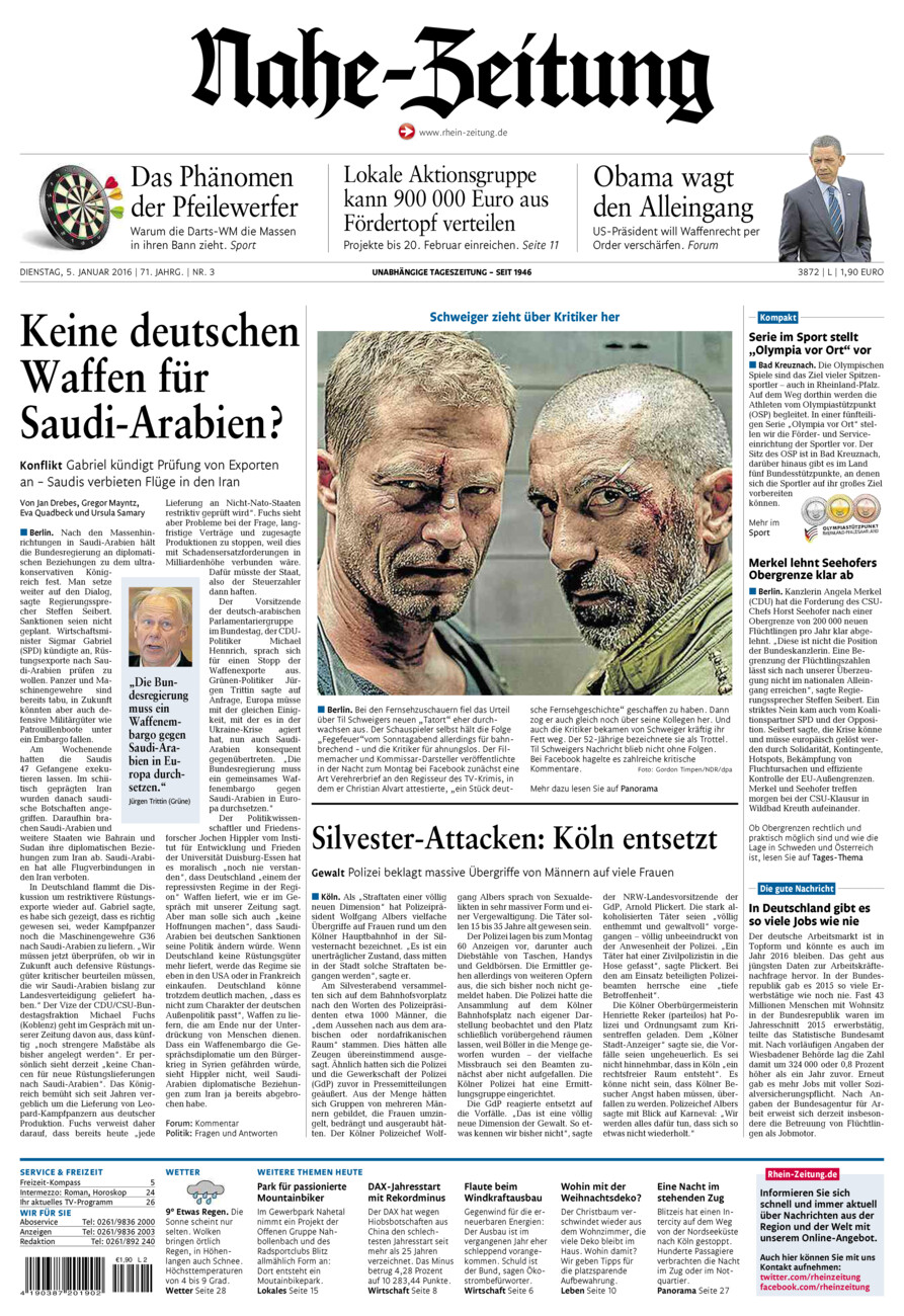 Nahe-Zeitung vom Dienstag, 05.01.2016