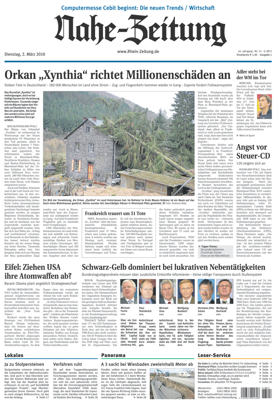 Nahe-Zeitung vom Dienstag, 02.03.2010