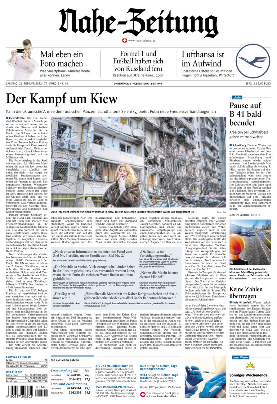Nahe-Zeitung vom Samstag, 26.02.2022