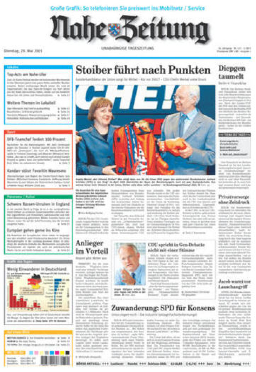 Nahe-Zeitung vom Dienstag, 29.05.2001