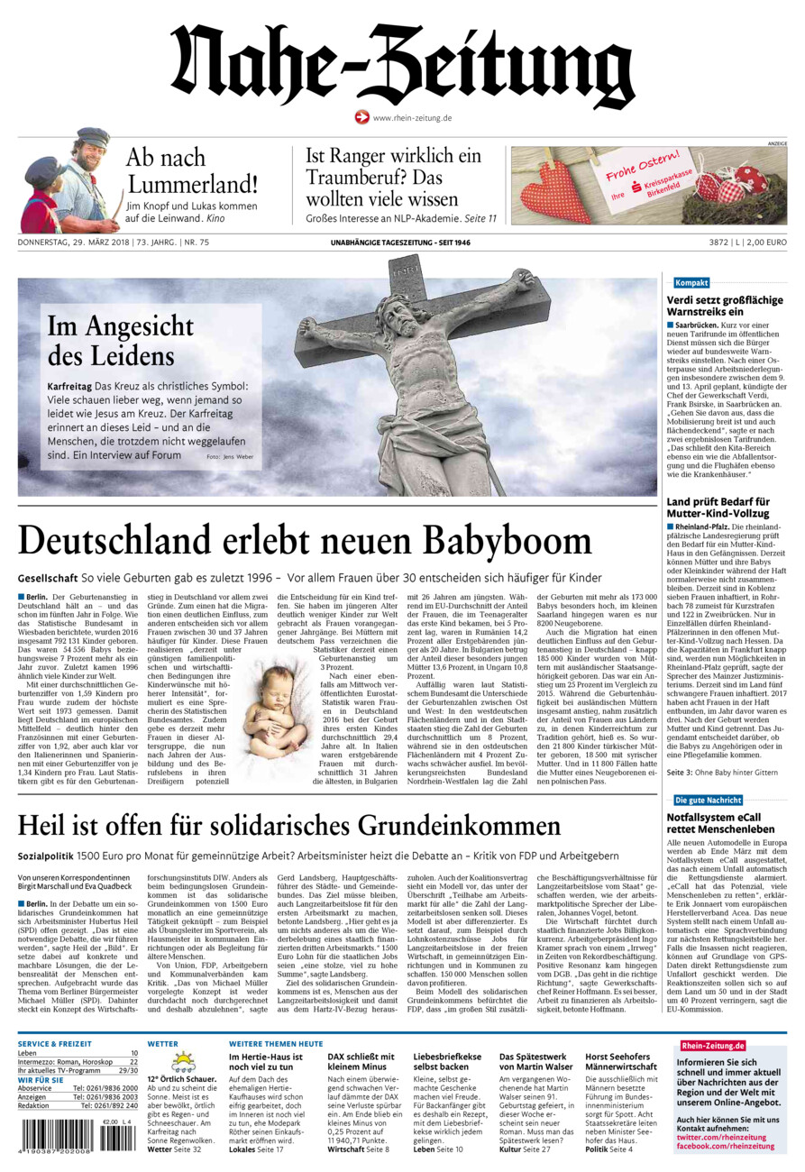 Nahe-Zeitung vom Donnerstag, 29.03.2018
